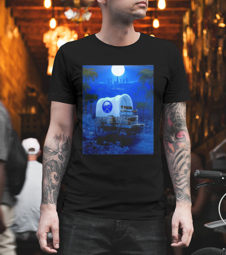 Buffalo Sabres Covered Wagon Hollywood Full Moon Scene T-Shirt
