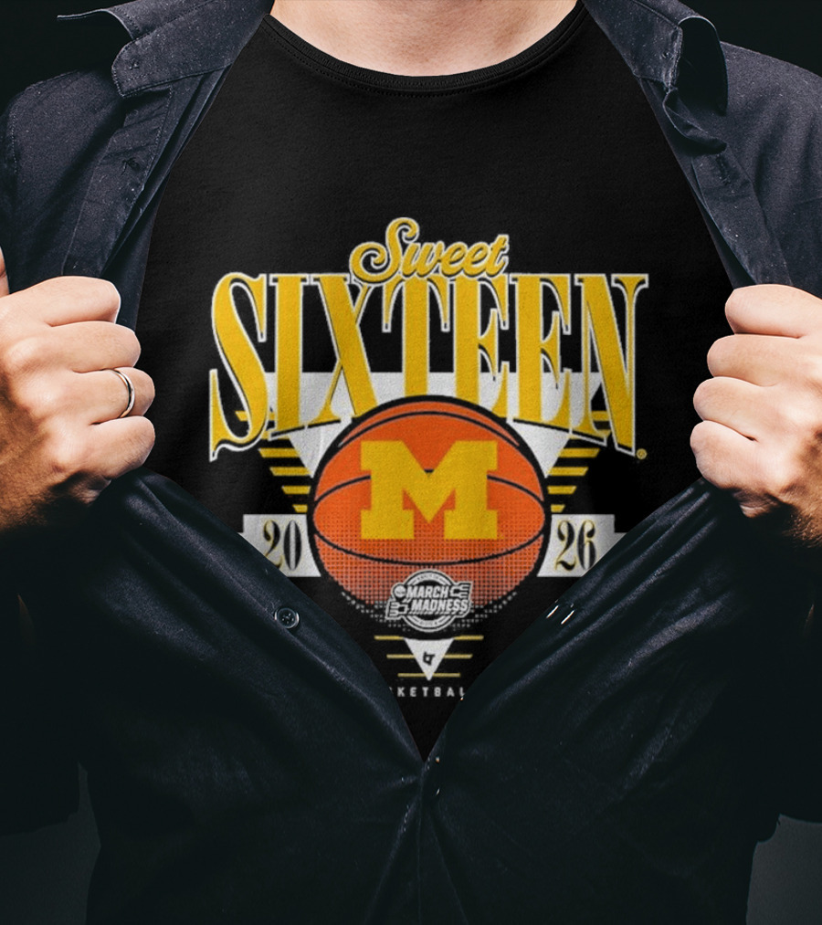 Michigan Wolverines Sweet Sixteen NCAA Men's Basketball Championship 2026 T-Shirt
