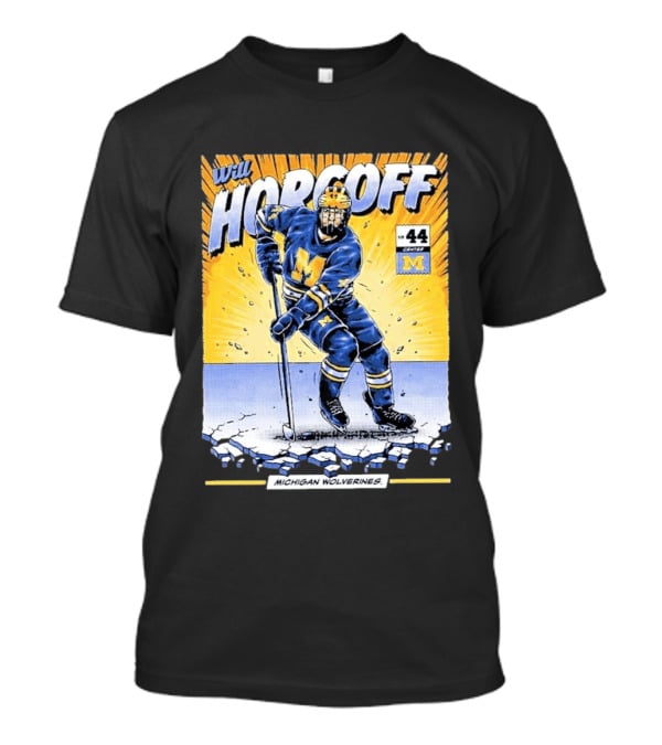 Michigan Wolverines Will Horcoff 44 Center Hockey Comic T-Shirt