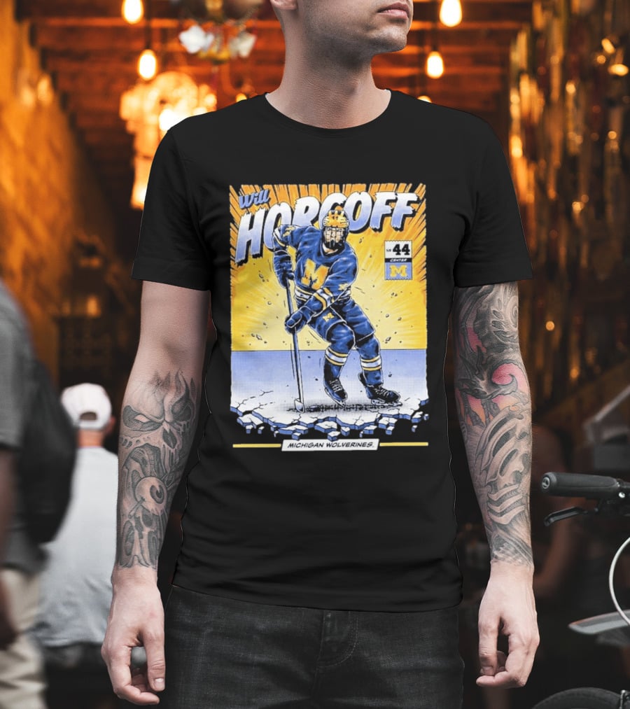 Michigan Wolverines Will Horcoff 44 Center Hockey Comic T-Shirt