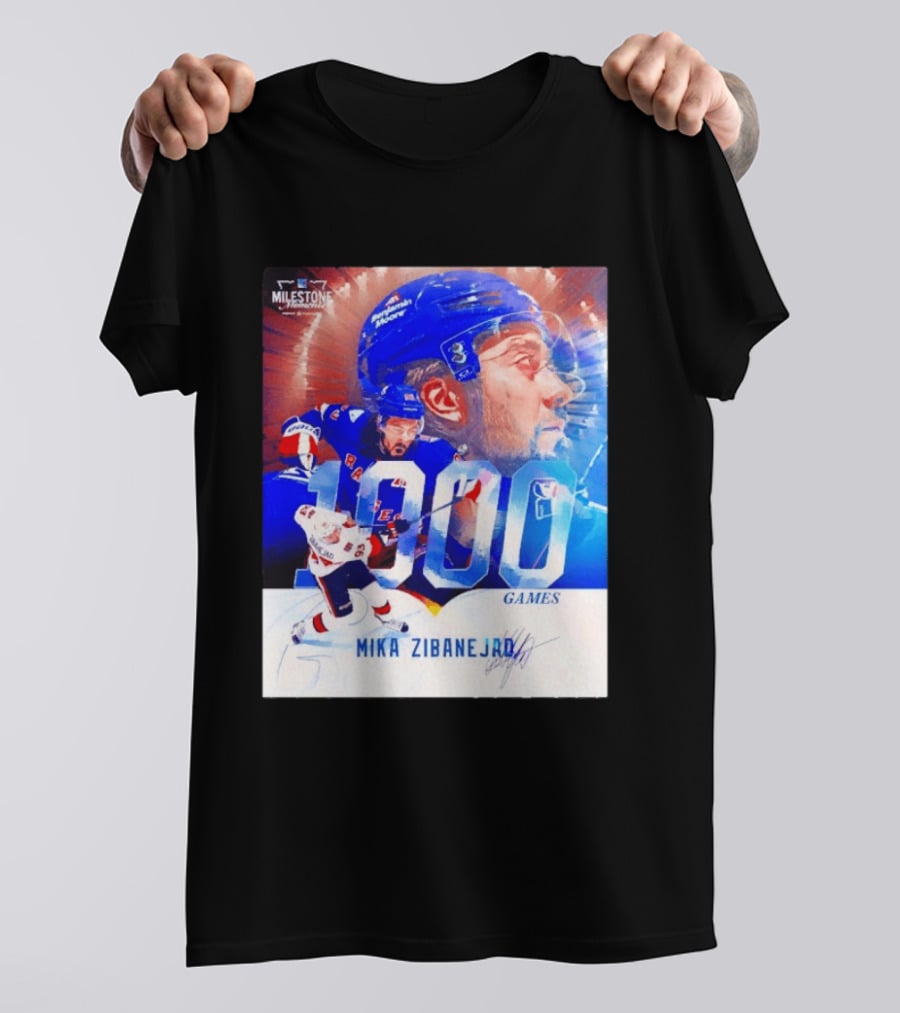 Mika Zibanejad New York Rangers 1000 Games Milestone NHL Career Celebration T-Shirt