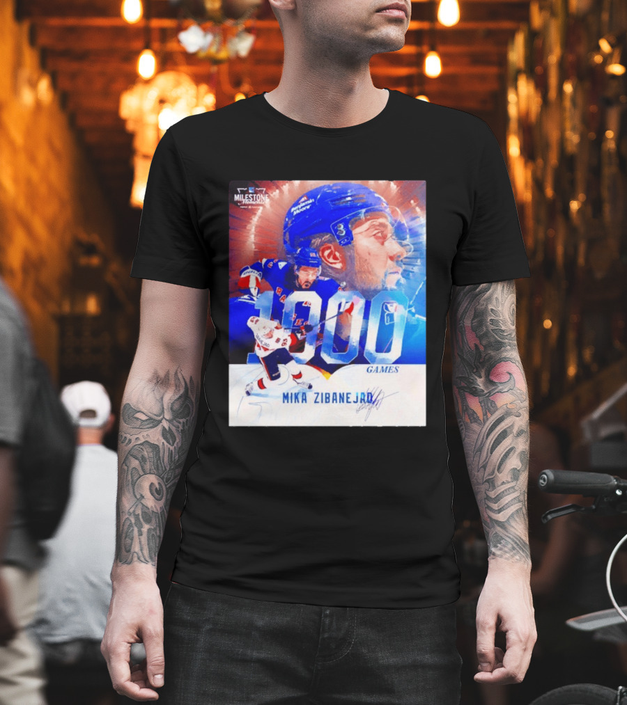 Mika Zibanejad New York Rangers 1000 Games Milestone NHL Career Celebration T-Shirt