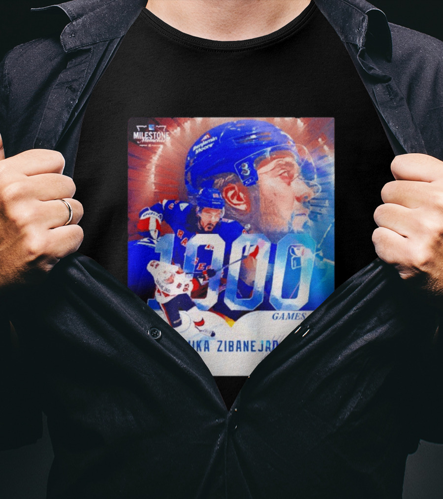 Mika Zibanejad New York Rangers 1000 Games Milestone NHL Career Celebration T-Shirt