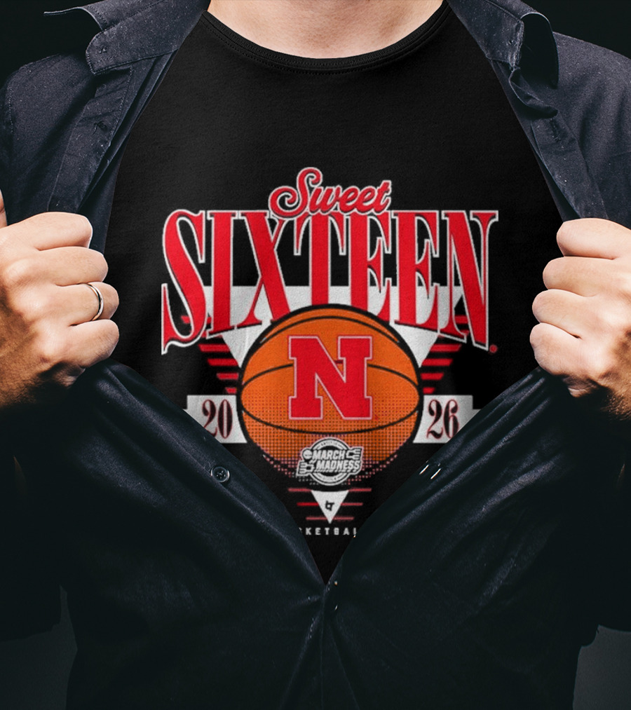 Nebraska Cornhuskers Sweet Sixteen 2026 NCAA Men's Basketball Championship T-Shirt