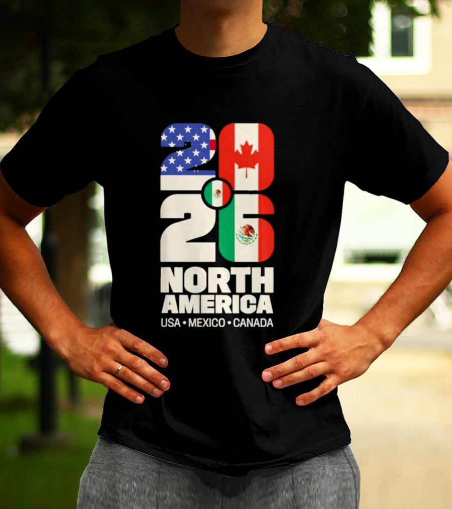 FIFA World Cup 2026 North America USA Mexico Canada Flags T-Shirt