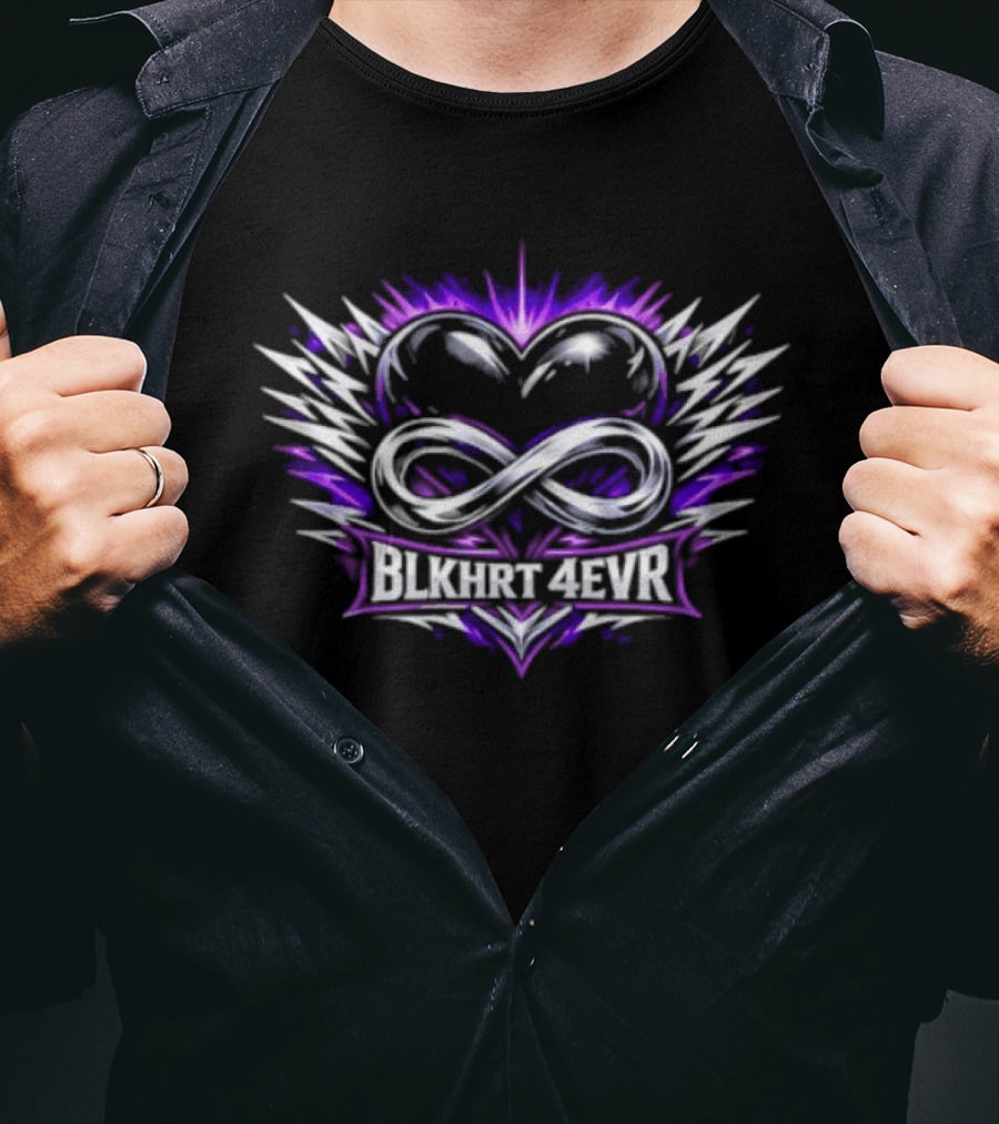 Nikki Blackheart Blkhrt 4ever Infinity Heart Purple Energy Burst T-Shirt