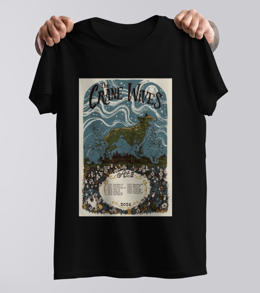 The Crane Wives Act III Concert Tour August 2026 Moonlit Forest Animals T-Shirt