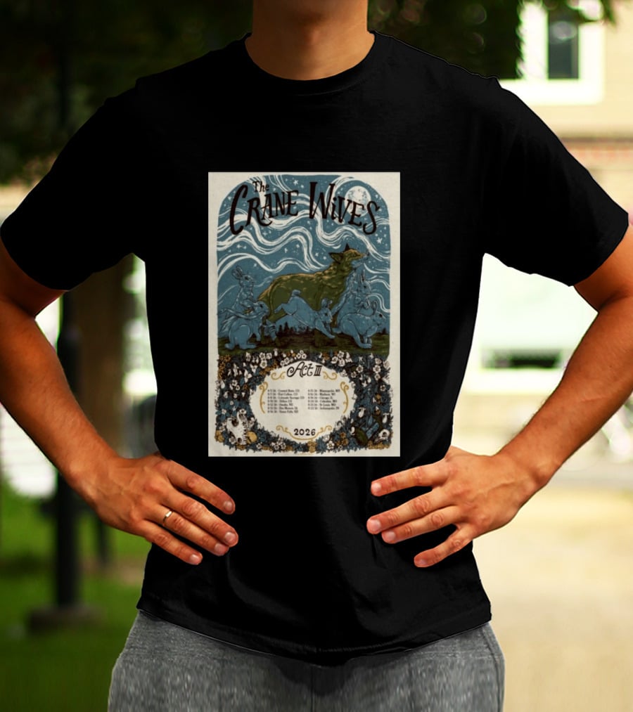 The Crane Wives Act III Concert Tour August 2026 Moonlit Forest Animals T-Shirt