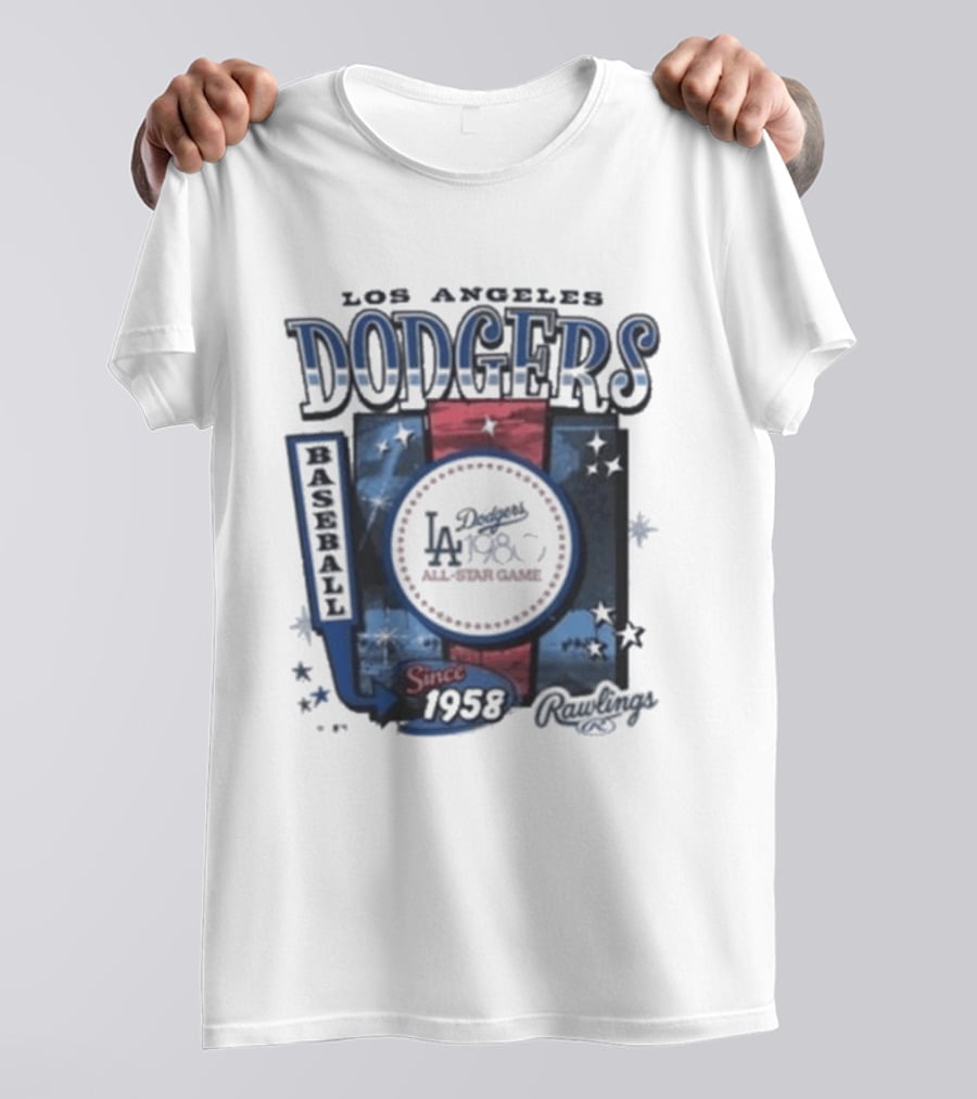 Los Angeles Dodgers Baseball Since 1958 Cooperstown Rawlings 47 T-Shirt