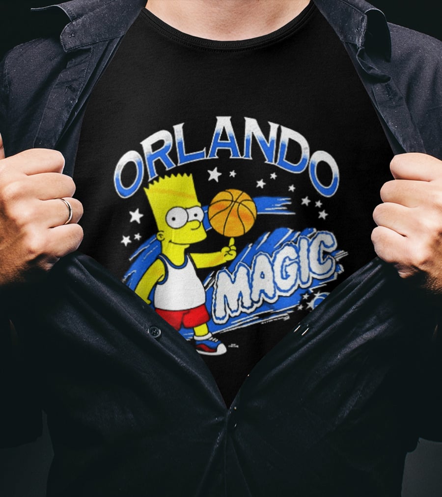 Bart Simpsons Orlando Magic NBA Basketball Cartoon T-Shirt