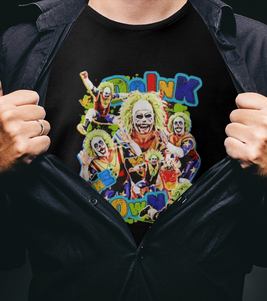 Doink The Clown WWE Wrestler Colorful Collage T-Shirt