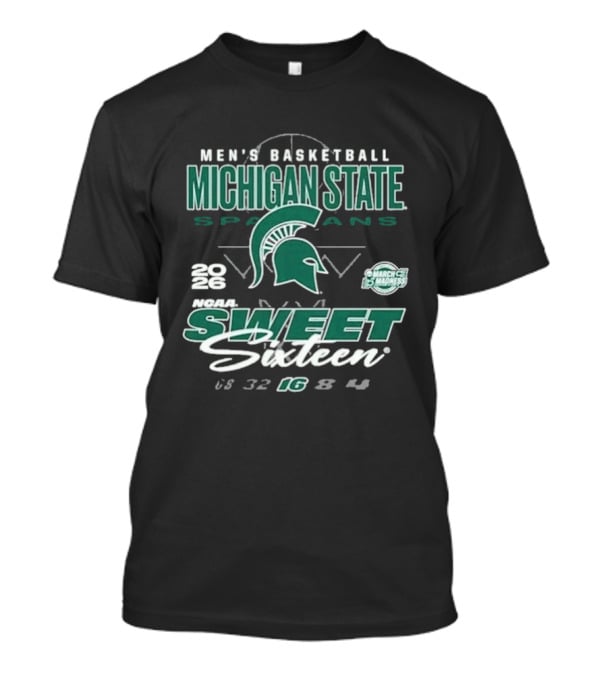 Michigan State Spartans Men's Basketball 2026 March Madness Sweet Sixteen 32 16 8 4 T-Shirt