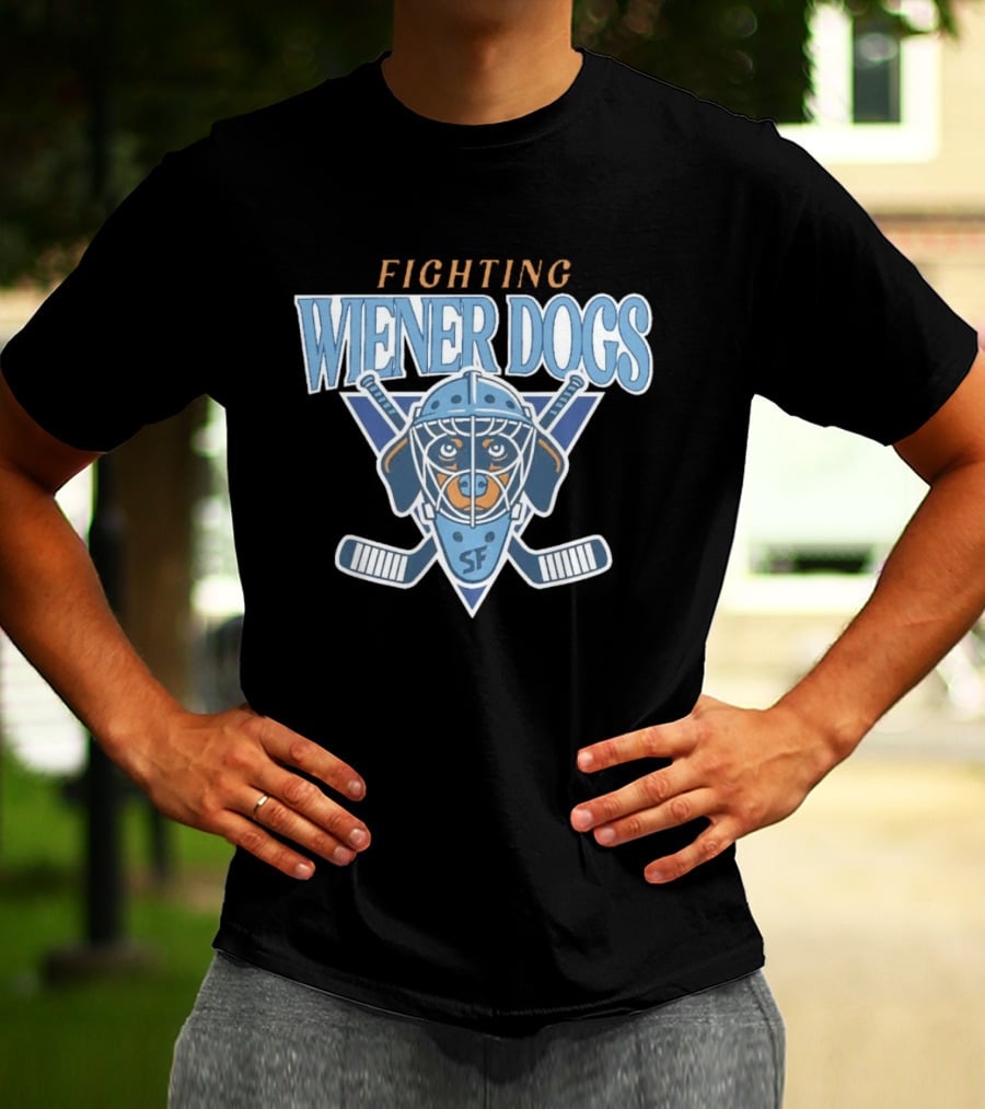 Fighting Wiener Dogs Hockey Mask SF Crossed Sticks T-Shirt