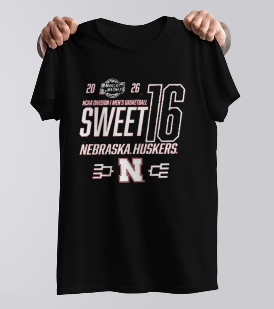 Nebraska Cornhuskers 2026 NCAA Division I Men's Basketball Sweet 16 Tournament Bracket T-Shirt