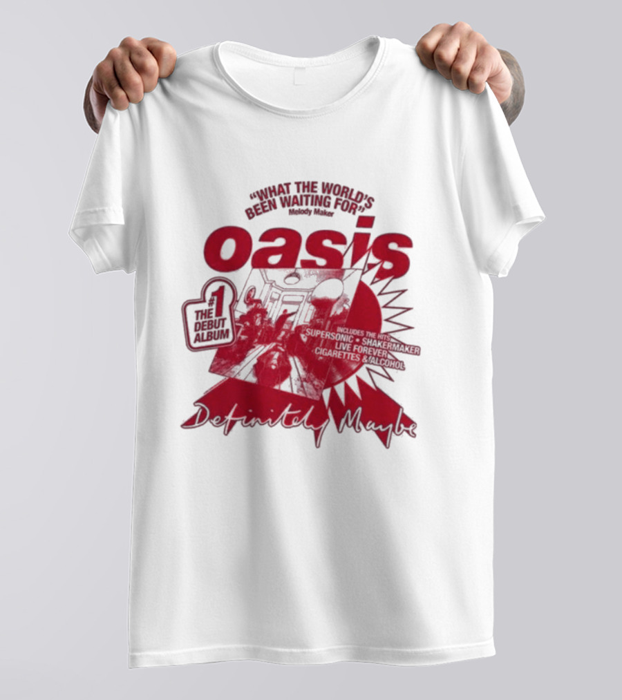 Oasis Definitely Maybe What The World's Been Waiting For Number 1 Debut Album T-Shirt