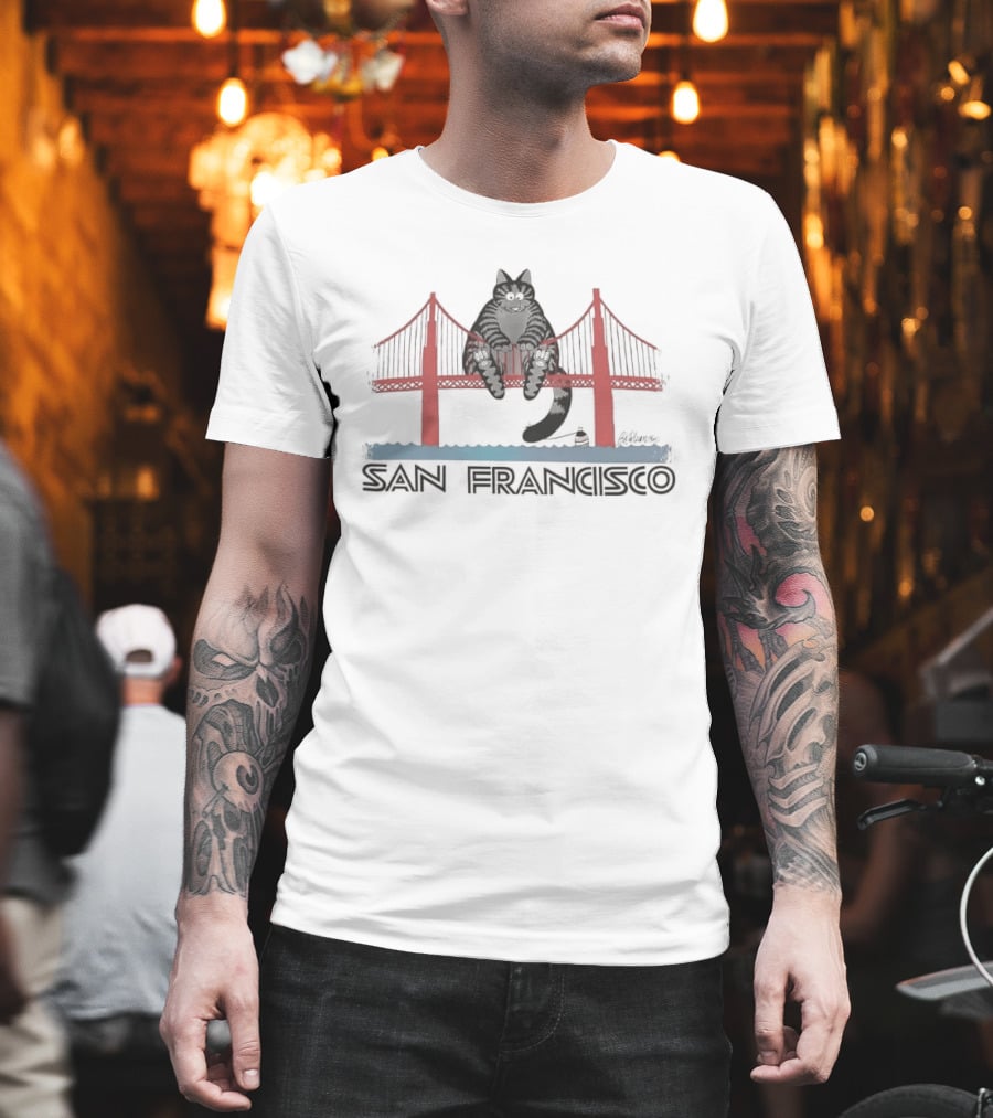 San Francisco Cat Golden Gate Bridge T-Shirt
