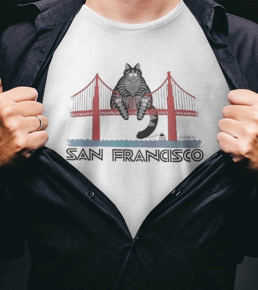 San Francisco Cat Golden Gate Bridge T-Shirt