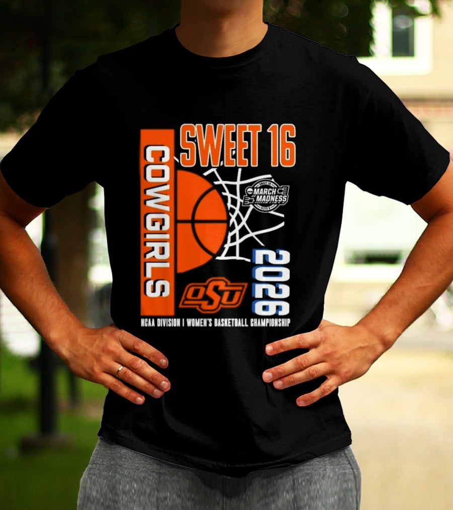 Oklahoma State Cowgirls Sweet 16 2026 NCAA Division I Women's Basketball March Madness Championship T-Shirt