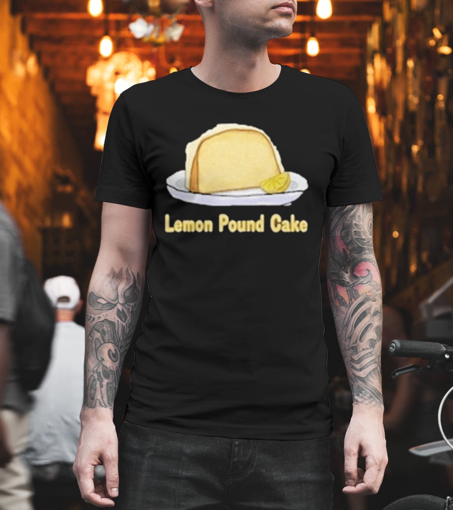 Lemon Pound Cake Slice On Plate With Lemon Wedge T-Shirt