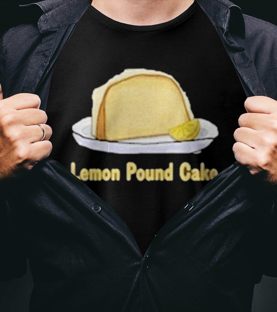 Lemon Pound Cake Slice On Plate With Lemon Wedge T-Shirt