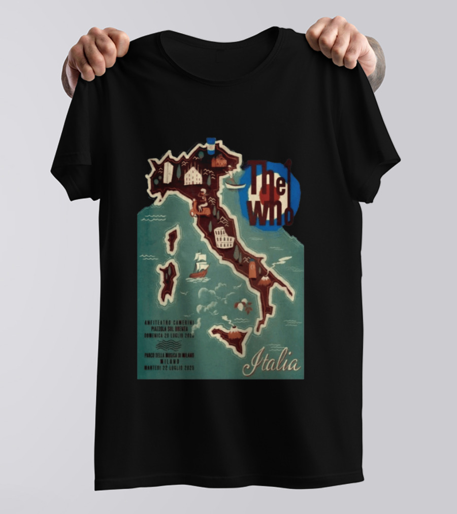 The Who Italia Tour 2026 Anfiteatro Camerini Padova Sul Brenta Parco Della Musica Milano T-Shirt