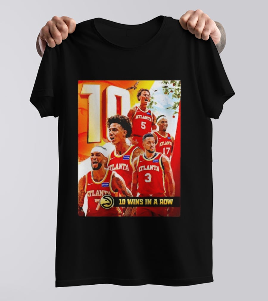Atlanta Hawks NBA 10 Wins In A Row Players Celebration T-Shirt