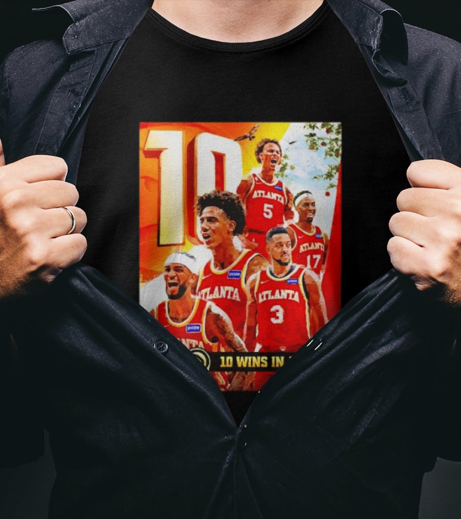 Atlanta Hawks NBA 10 Wins In A Row Players Celebration T-Shirt