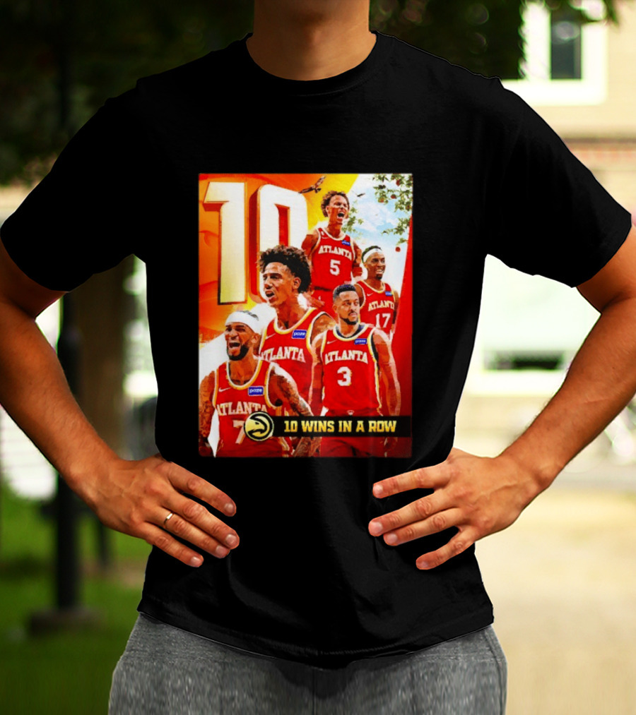 Atlanta Hawks NBA 10 Wins In A Row Players Celebration T-Shirt