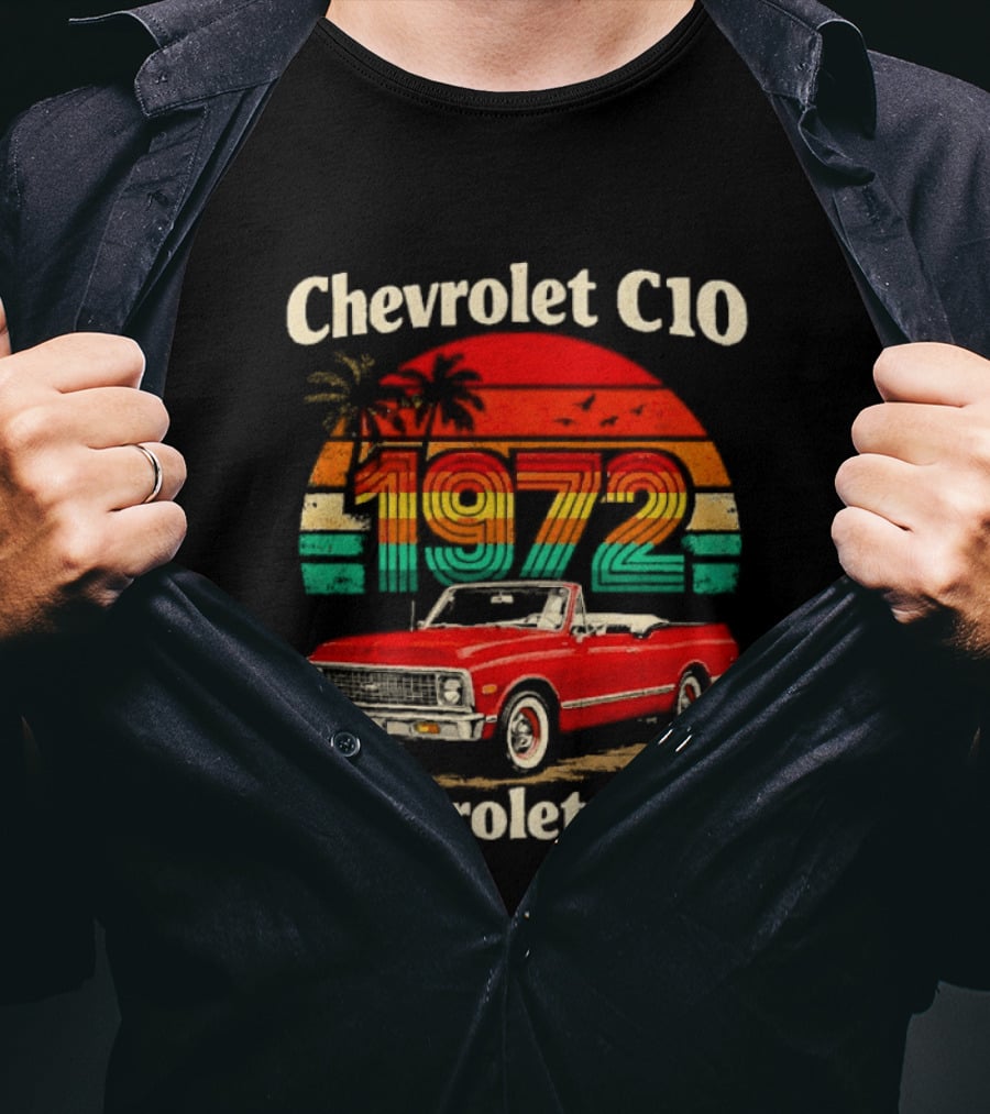 Chevrolet C10 1972 Vintage Sunset Red Pickup T-Shirt