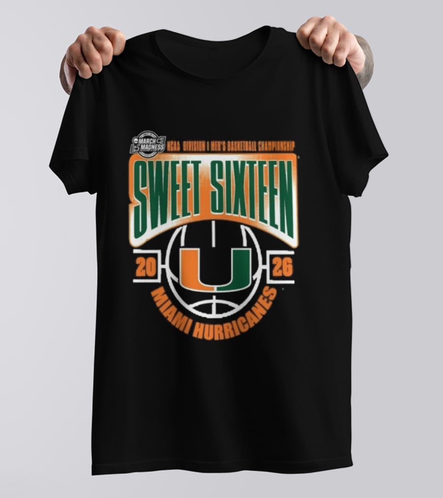 NCAA Division I Men's Basketball March Madness 2026 Sweet Sixteen Miami Hurricanes T-Shirt