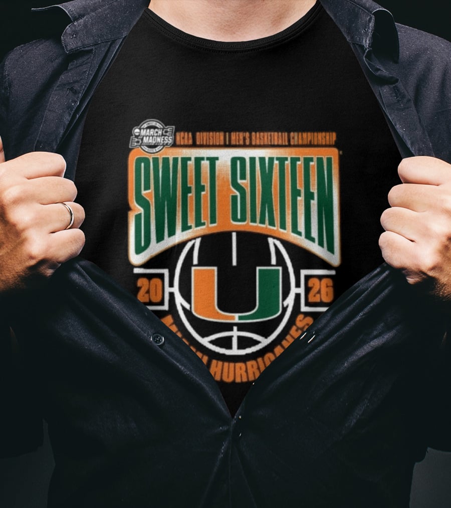NCAA Division I Men's Basketball March Madness 2026 Sweet Sixteen Miami Hurricanes T-Shirt