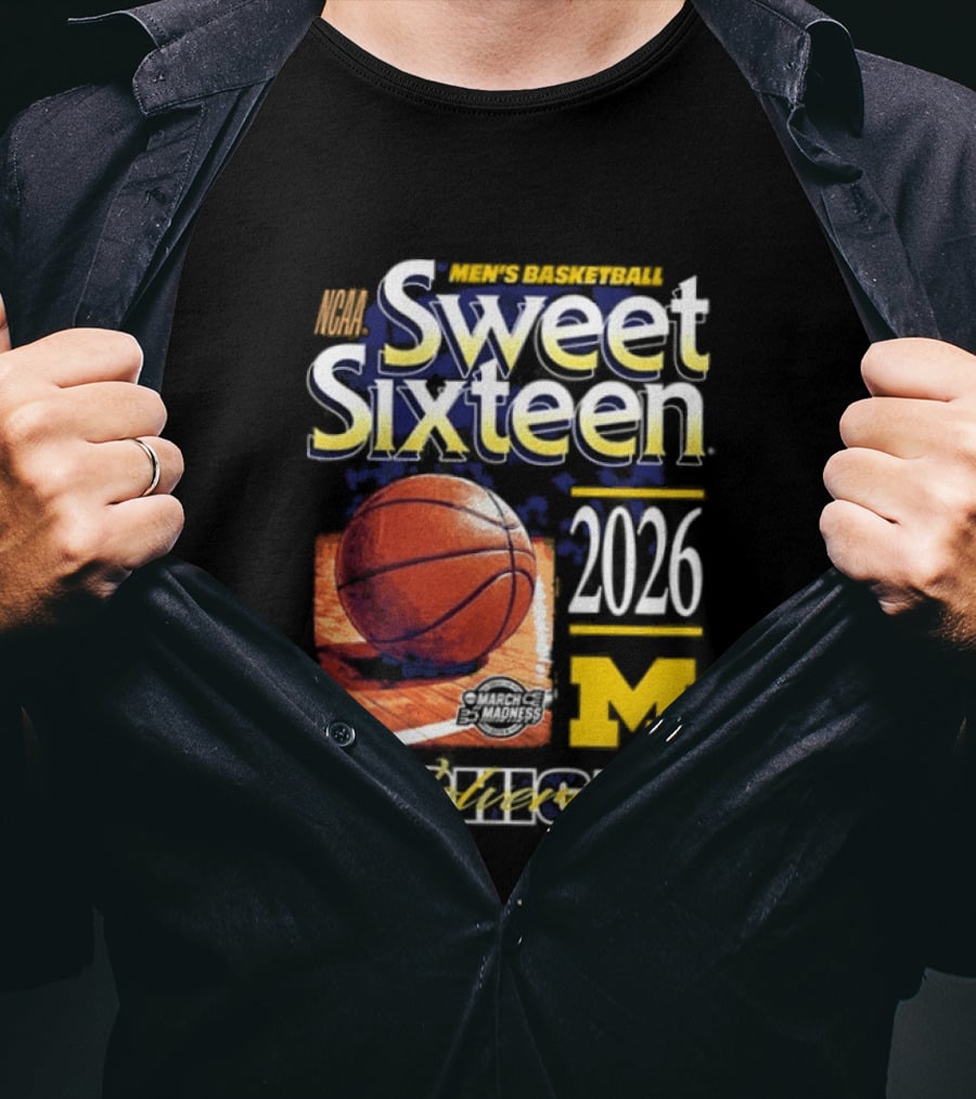Michigan Wolverines Sweet Sixteen 2026 Basketball NCAA Bound T-Shirt