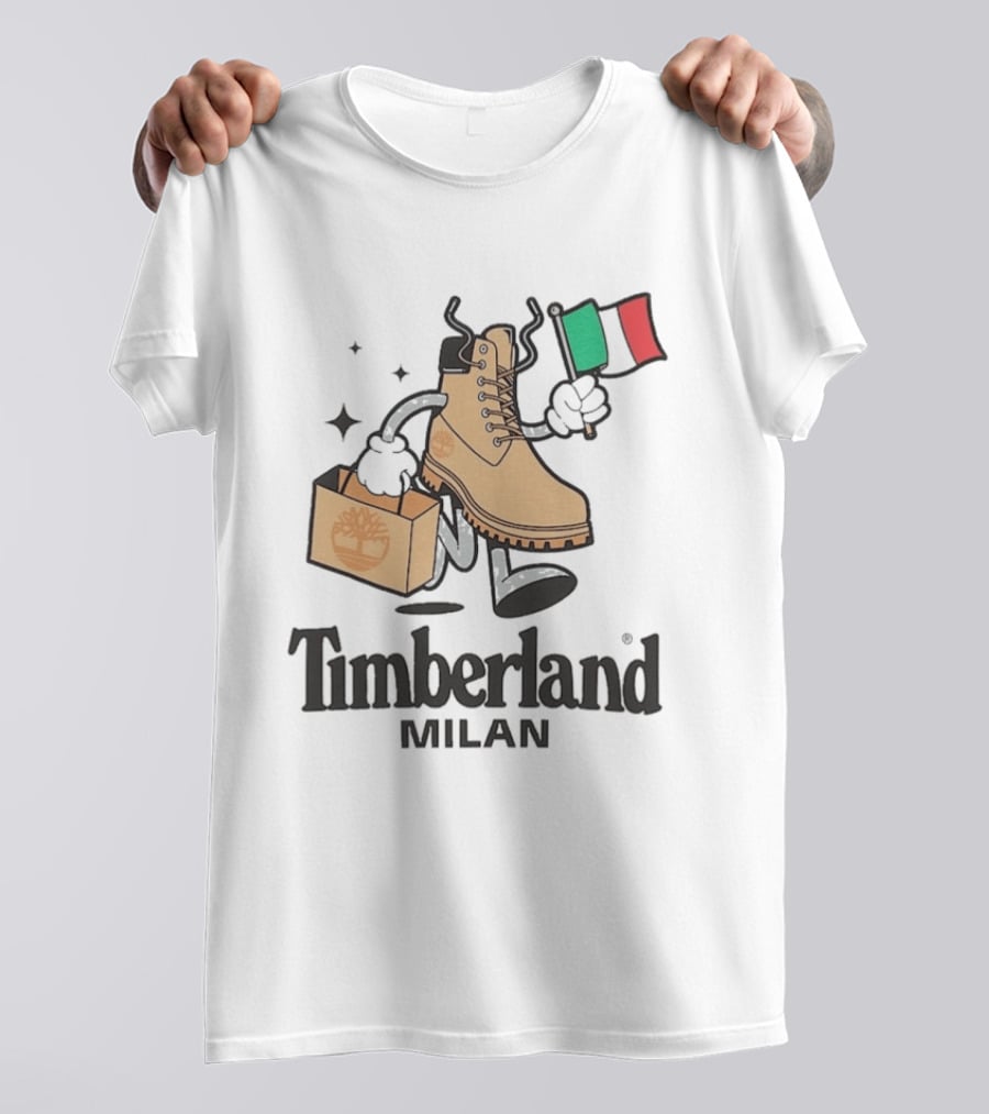 All Gender Timberland Boot Shopping With Italian Flag In Milan T-Shirt