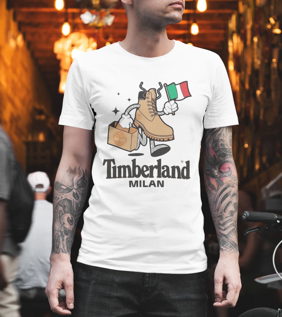 All Gender Timberland Boot Shopping With Italian Flag In Milan T-Shirt