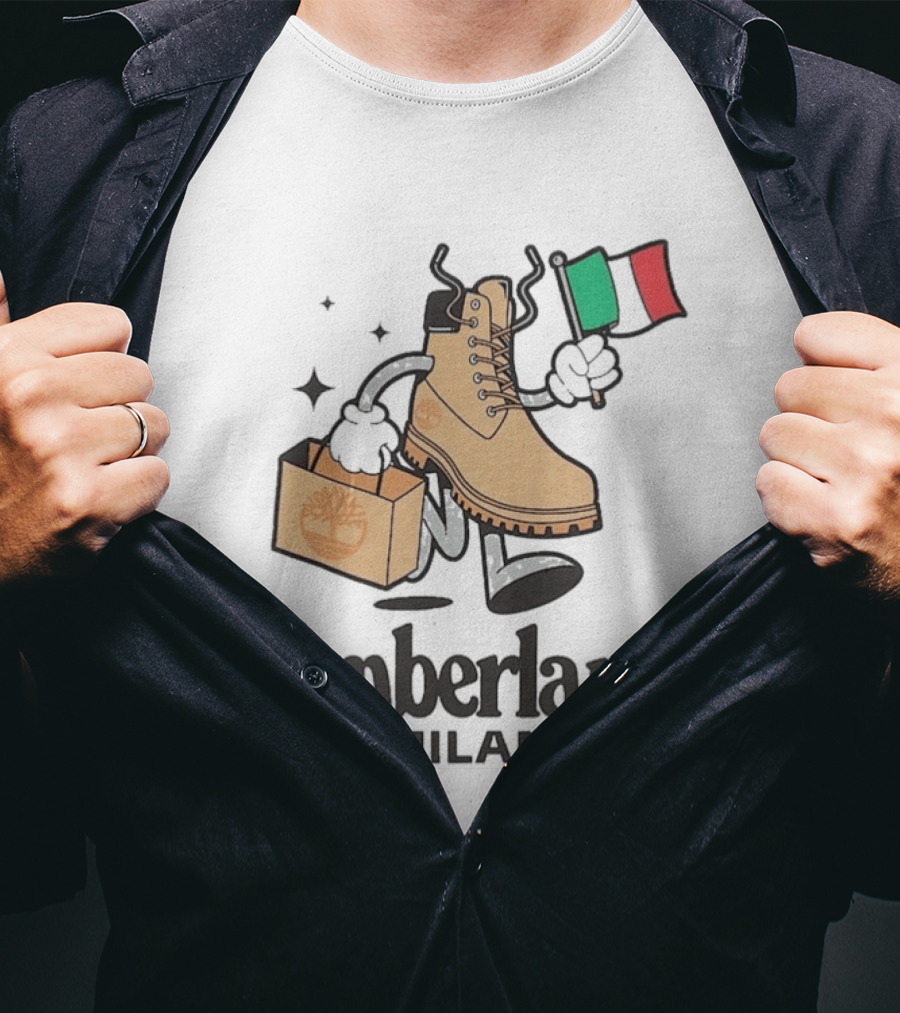 All Gender Timberland Boot Shopping With Italian Flag In Milan T-Shirt