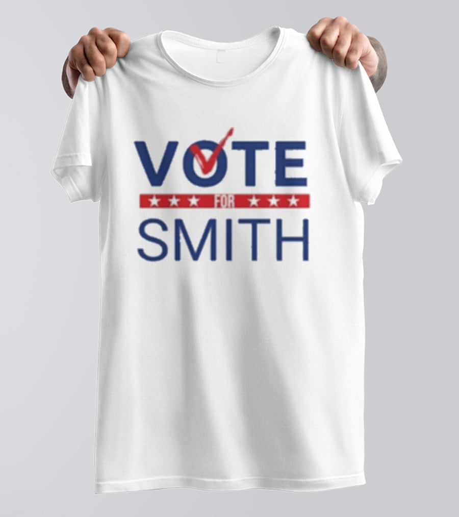 Vote Smith Bluecotton Red Check Stars T-Shirt