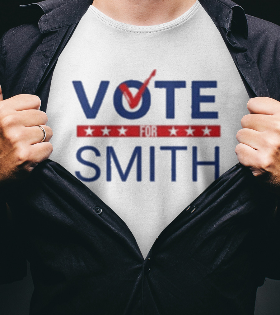 Vote Smith Bluecotton Red Check Stars T-Shirt