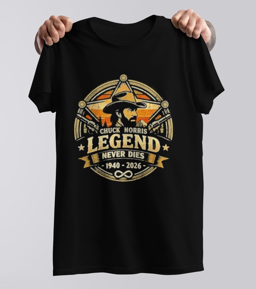 Chuck Norris Legend Never Dies Cowboy 1940 2026 Infinity T-Shirt