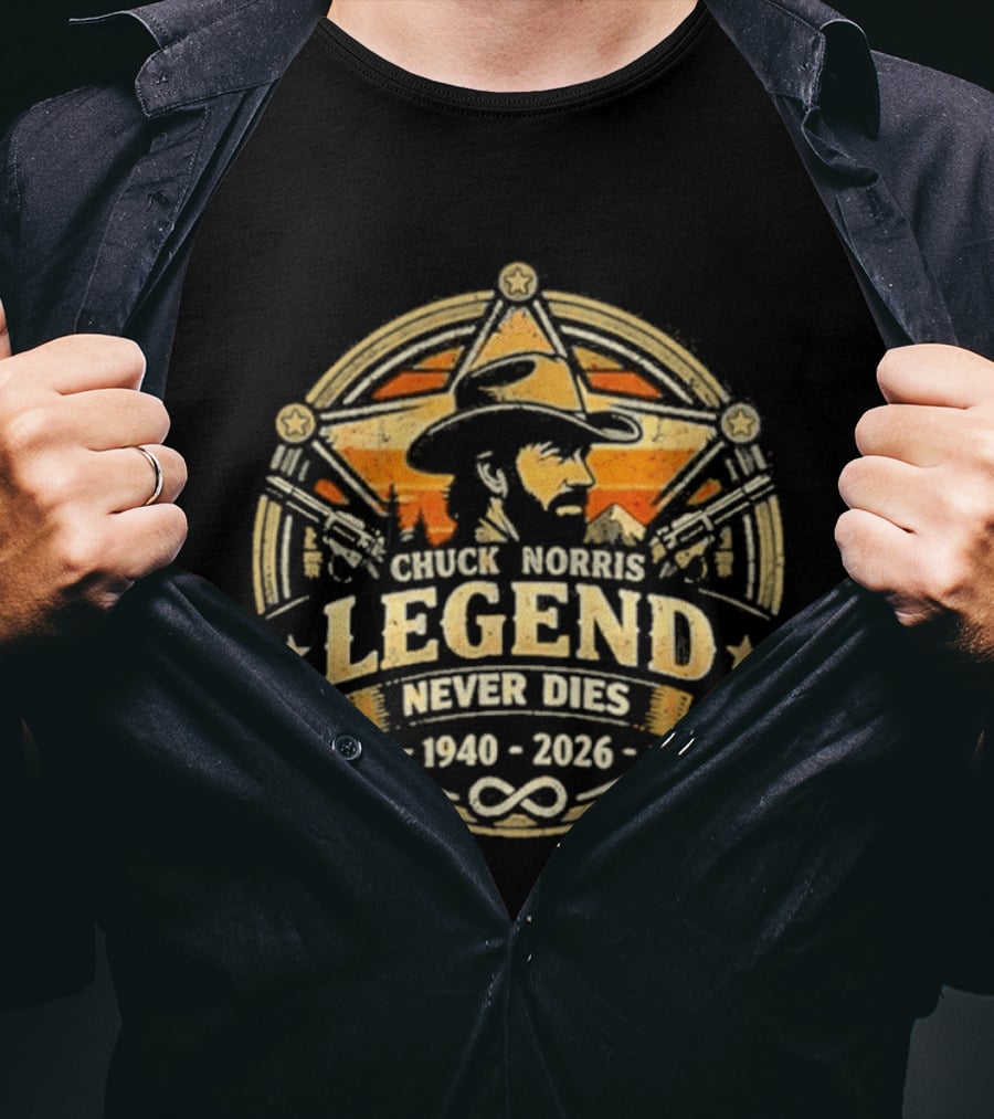 Chuck Norris Legend Never Dies Cowboy 1940 2026 Infinity T-Shirt