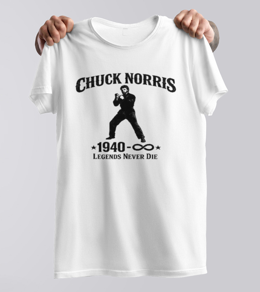 Chuck Norris 1940 Legends Never Die Infinity T-Shirt