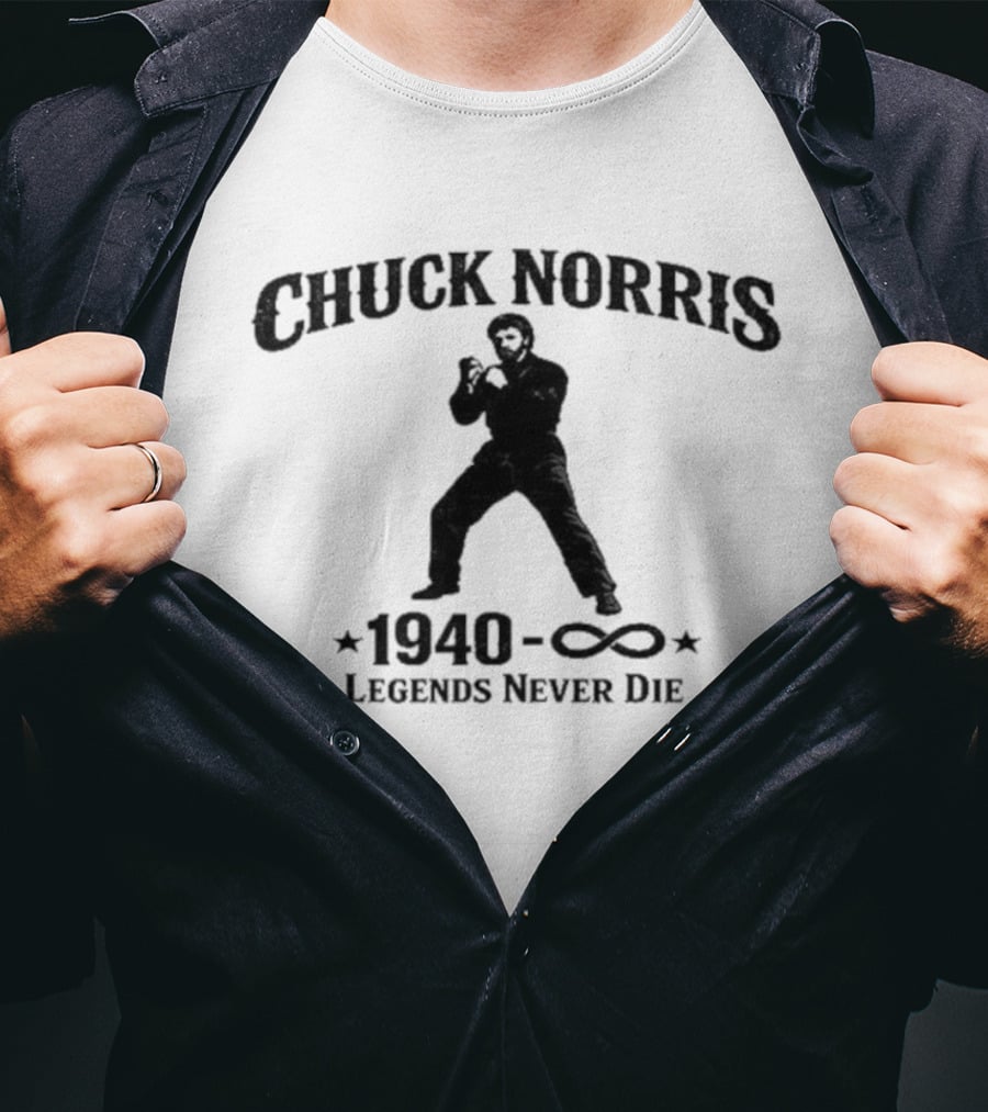 Chuck Norris 1940 Legends Never Die Infinity T-Shirt