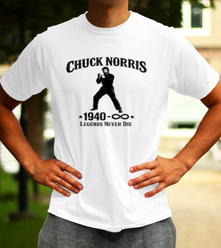 Chuck Norris 1940 Legends Never Die Infinity T-Shirt