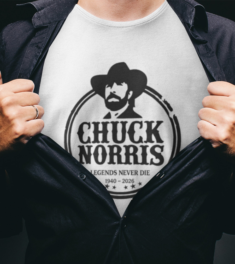 Chuck Norris Legends Never Die 1940 2004 Cowboy Image Stars T-Shirt