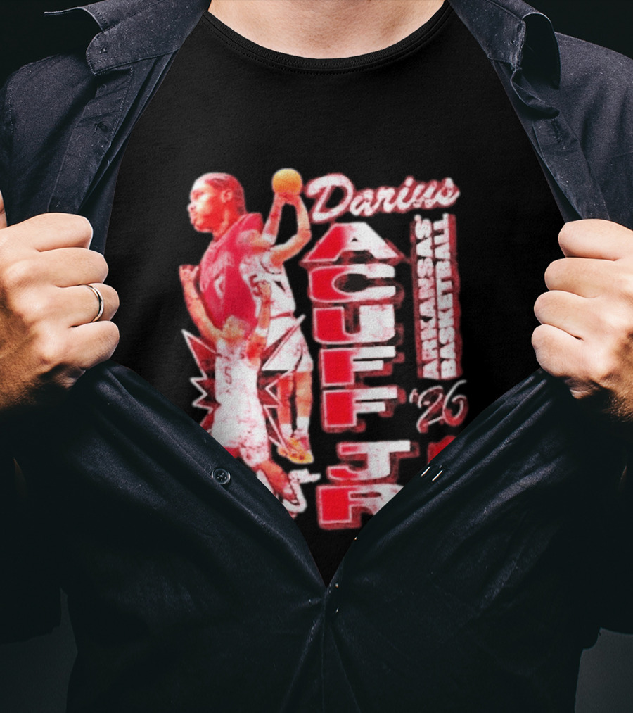 Darius Acuff Jr Arkansas Basketball Razorbacks '26 Crimson T-Shirt