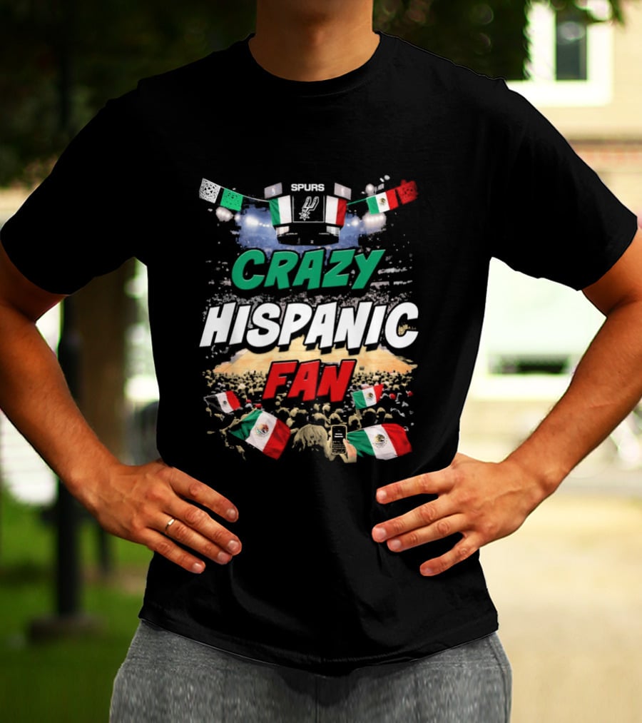 Splurs Crazy Hispanic Fan Mexican Flag Fists Flags T-Shirt