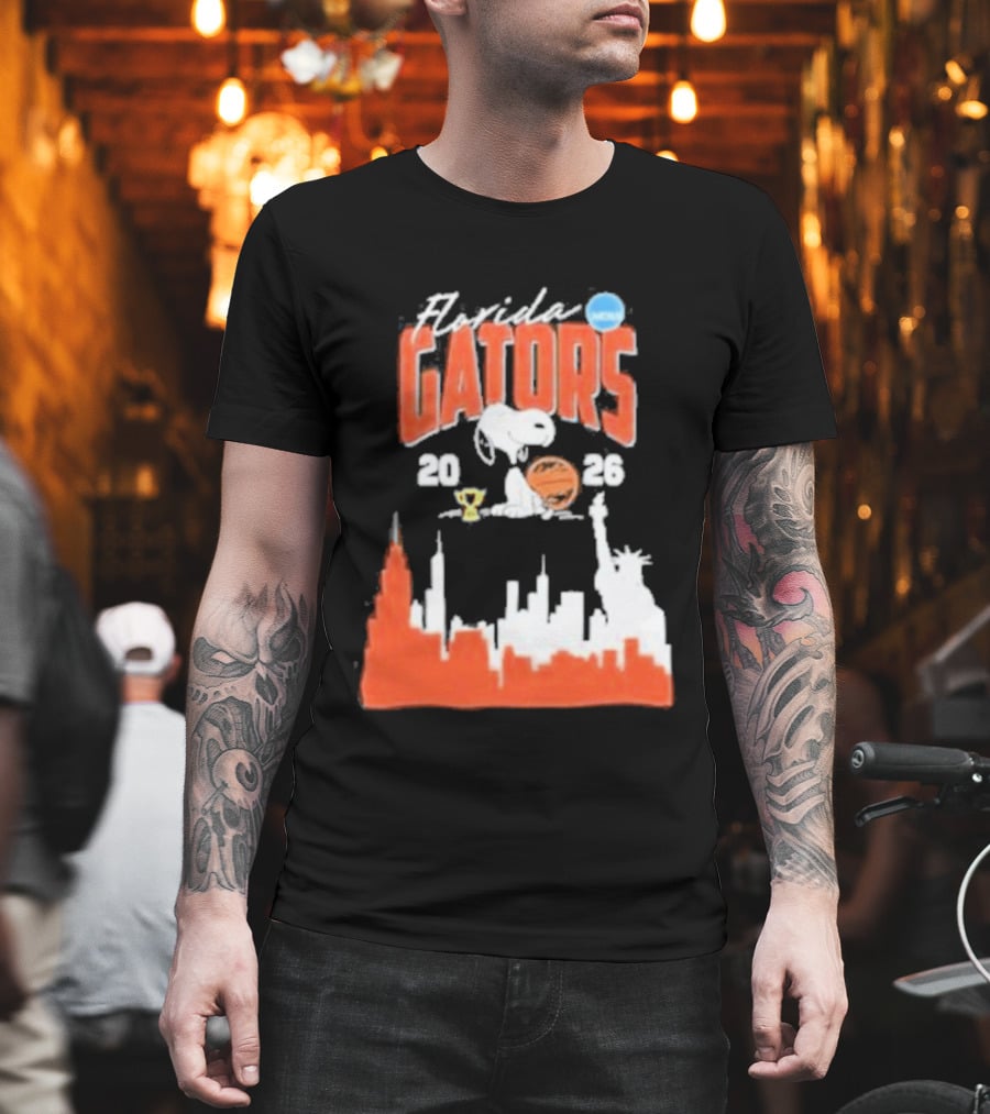 Florida Gators Snoopy Basketball 2026 NYC Skyline T-Shirt