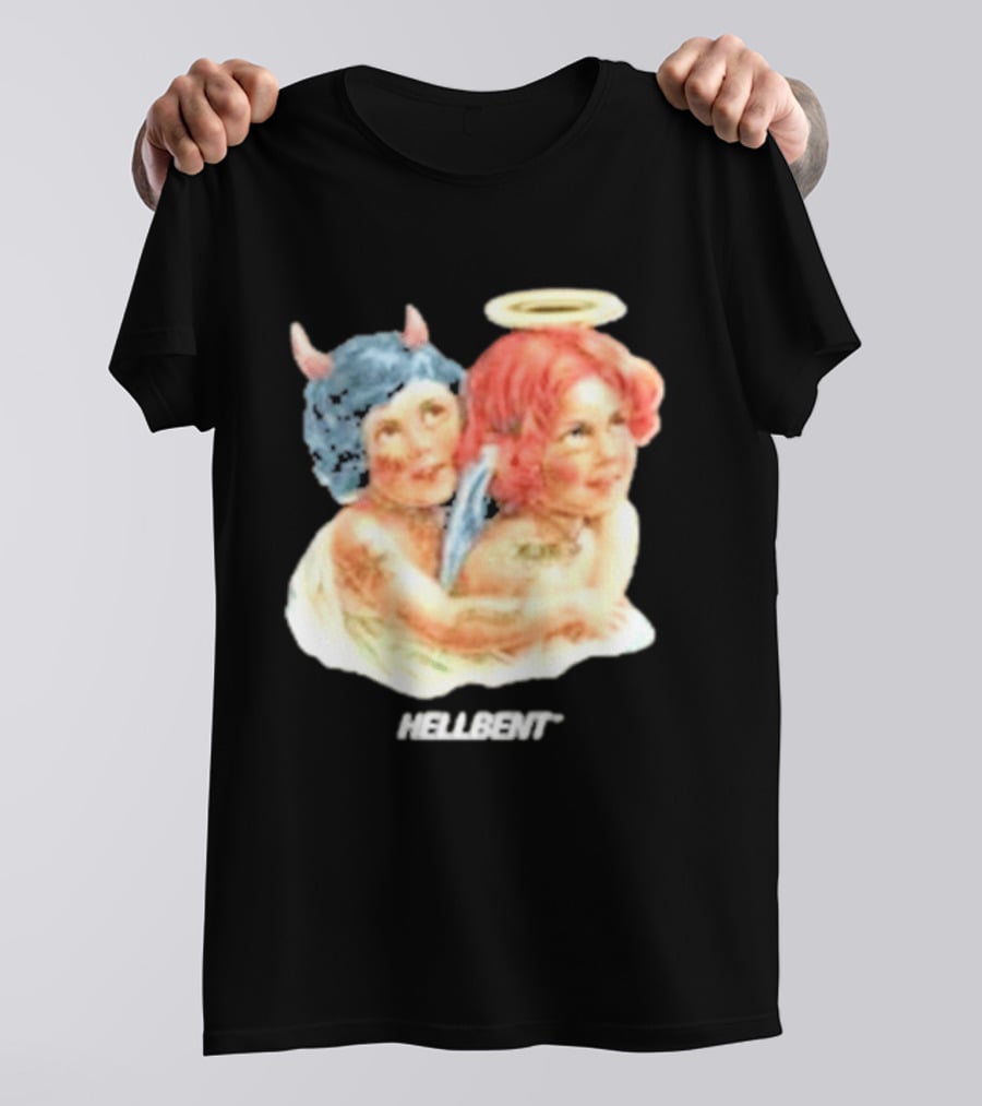 Hellbentrecs Saints Sinners Cherubs With Halo And Horns T-Shirt