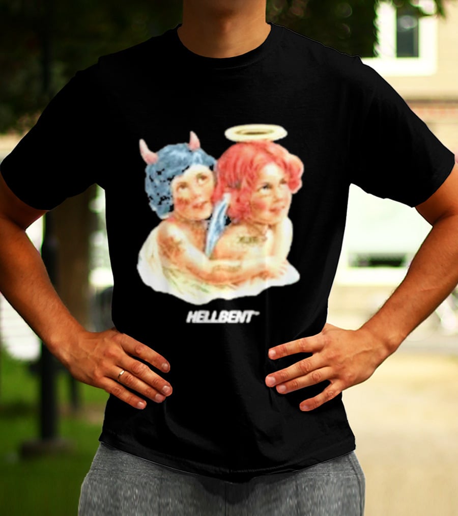 Hellbentrecs Saints Sinners Cherubs With Halo And Horns T-Shirt