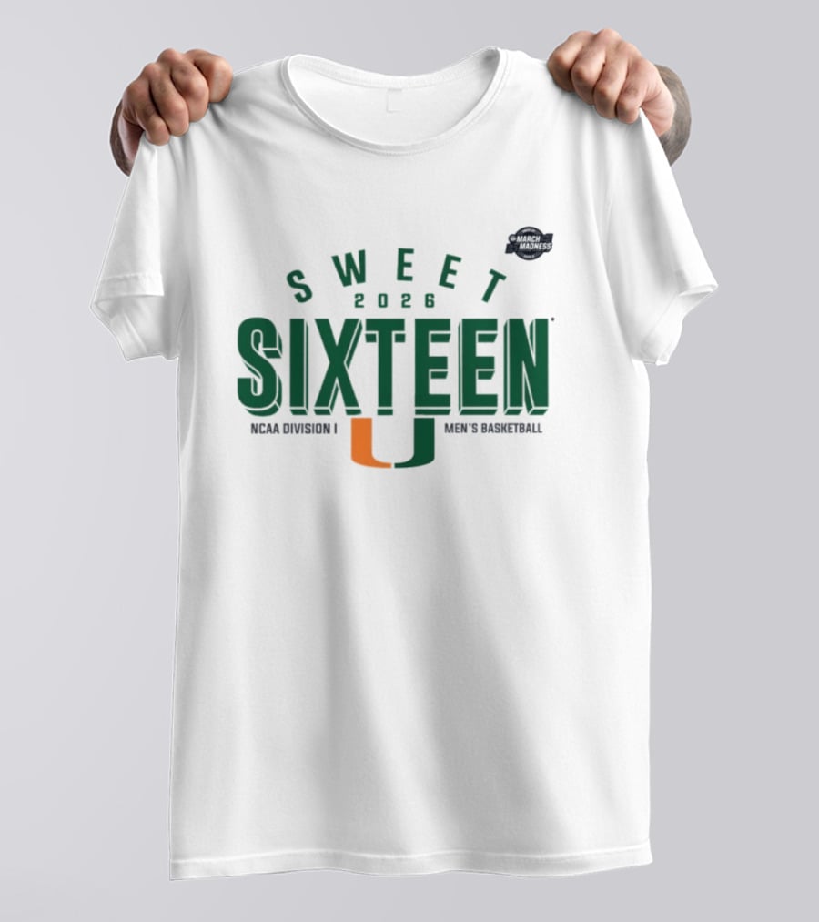 Sweet Sixteen 2026 Miami Hurricanes NCAA Division I Men's Basketball T-Shirt