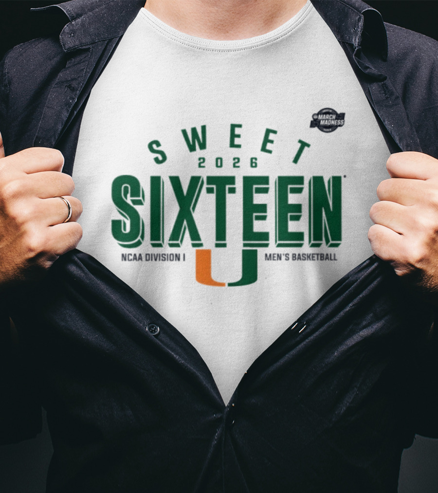 Sweet Sixteen 2026 Miami Hurricanes NCAA Division I Men's Basketball T-Shirt